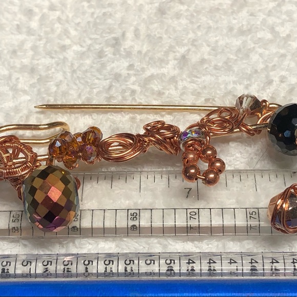 📌💕stunning light gold and copper pin/brooch-artisan,handmade NEW - Picture 3 of 11
